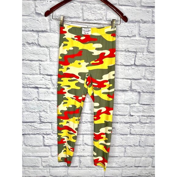 ADAM SELMAN SPORT Women's Yellow Camo Athletic Leggings Small - Picture 1 of 4